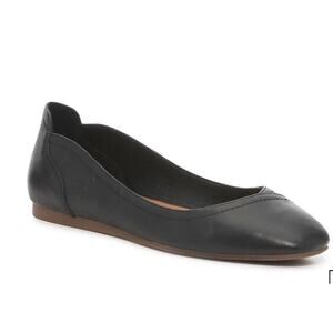 Black Leather Ballet Flats Lucky Brand Arin Women’s Sz 8.5 Square Toe Slip On